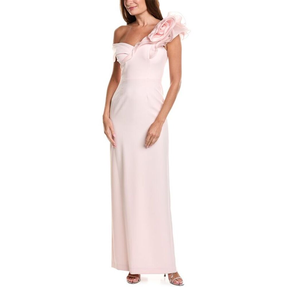 Teri Jon By Rickie Freeman Womens Crepe Column Gown, Pink